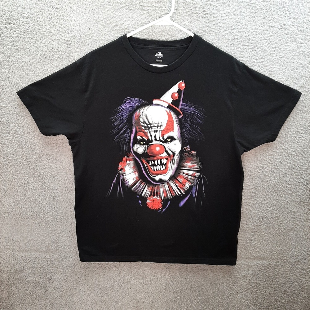 Killer Clown Shirt Adult Large Black Halloween Haunted House Horror‎ Movie Tee